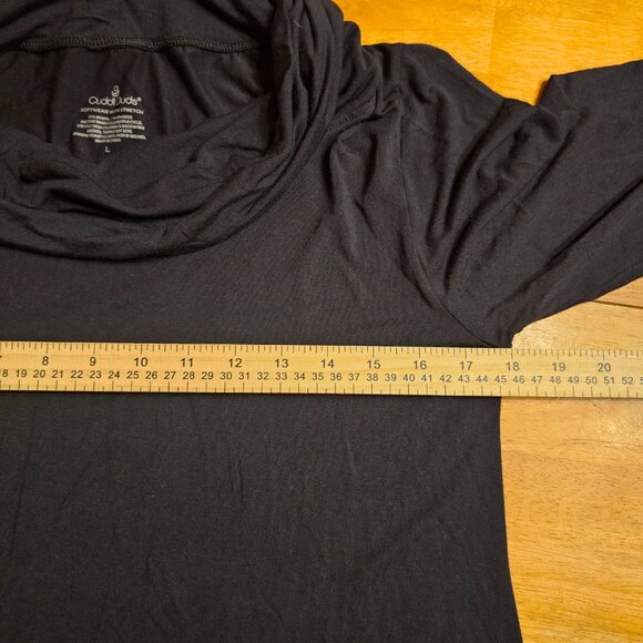Cuddl Duds, Cowl Neck, Long Sleeve, Lightweight, Thumbholes, size L, Black Shirt - Picture 4 of 9